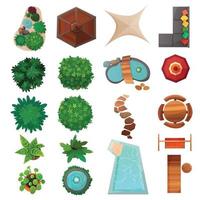 landscape design top view set vector