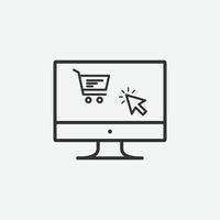 tienda online compras vector icono aislado sobre fondo gris