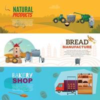 flour production horizontal banners vector