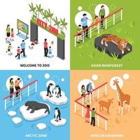 isometric zoo design concept vector