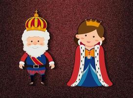 King and queen cartoon character on red background vector