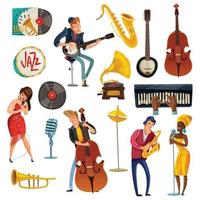 conjunto de dibujos animados de música jazz vector