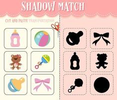 Shadow match game for kids vector