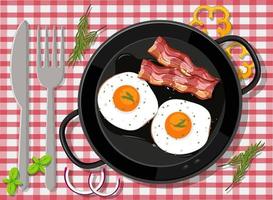 Breakfast set in the pan isolated vector