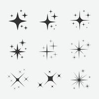 Set of twinkling star icon. Modern flat symbol on grey background. vector