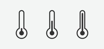 conjunto de iconos de vector de termómetro. símbolo de vector de termómetro sobre fondo gris