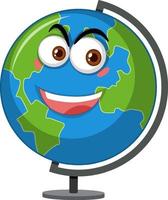 Globe cartoon character with happy face expression on white background vector