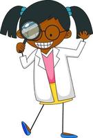 Little scientist doodle cartoon character isolated vector