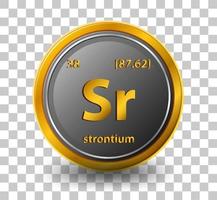 Strontium chemical element. Chemical symbol with atomic number and atomic mass. vector