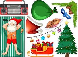 Set of isolated objects of christmas summer theme vector