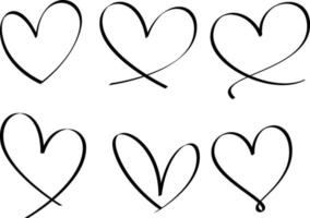 Set of heart hand drawn isolated vector