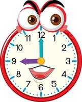 Clock cartoon character with facial expression vector