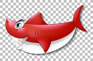 Smiling cute shark cartoon character isolated vector