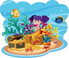 Mermaid in underwater world vector