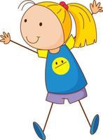 A girl cartoon character in doodle style isolated vector
