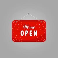 We Are Open Sign With Red Color vector