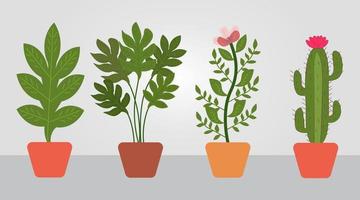 plantas en macetas dibujadas a mano vector