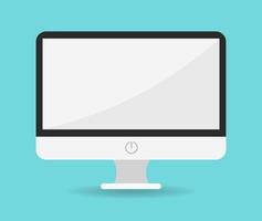 Computer Monitor With White Screen vector