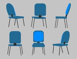 Chair in Different Positions. Chair Interior Set in Different Situations. vector