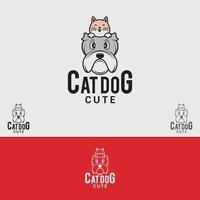 CUTE CAT AND DOG LOGO DESIGN TEMPLATE vector