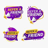 Refer a friend banner label badge set vector illustration