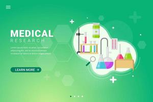 Medical research background for landing page template design concept vector illustration