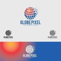 GLOBE PIXEL LOGO DESIGN TEMPLATE vector