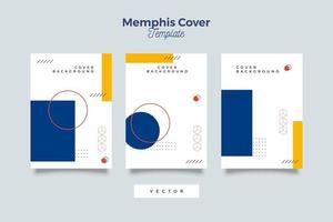 plantilla de portada colorida de memphis vector