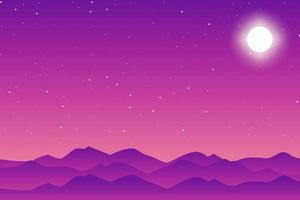 Flat Moon and Stars Vector Background