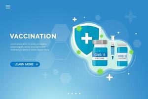 Vaccine background for vaccination landing page template design concept vector illustration