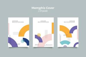 Memphis pattern colorful cover template set vector