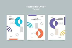 conjunto de plantillas de portada colorida de patrón de memphis vector