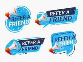 referir a un amigo banner etiqueta insignia conjunto ilustración vectorial vector