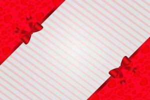 Elegant Red Love Background With Hearts and Stripes and Ribbon Bow vector