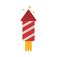 merry christmas firework rocket flat style icon vector