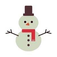 icono de estilo plano de muñeco de nieve de navidad vector