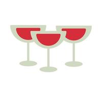 wine cups drink flat style icon vector