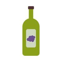 wine bottle with grapes flat style icon vector
