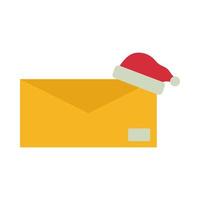 merry christmas santa hat on envelope flat style icon vector