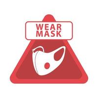 wear mask red triangle label vector