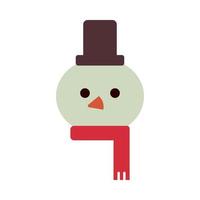 icono de estilo plano de muñeco de nieve de navidad vector