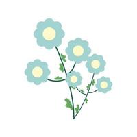 light blue flowers garden flat element vector