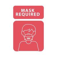 mask required red label with man wearing mask vector