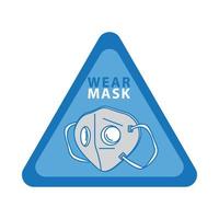wear mask triangular label isolated icon vector