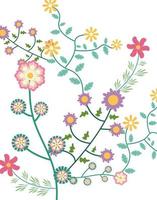 flowers garden and leaves pattern background vector