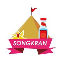 songkran festival ribbon frame icon vector