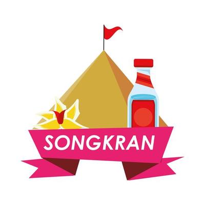 songkran festival ribbon frame icon