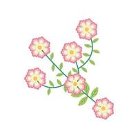 pink color flowers garden flat element vector