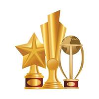 golden trophies and awards set vector