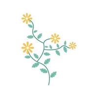 yellow flowers garden flat element vector